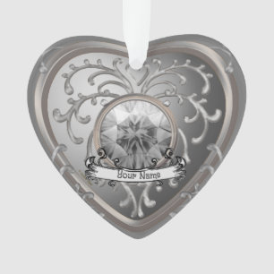 Silvery Faux Jewel Heart aangepaste fee ornament