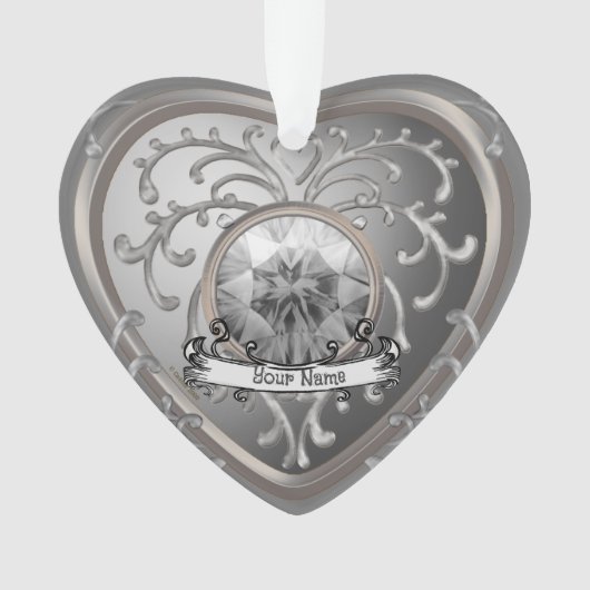 Silvery Faux Jewel Heart aangepaste fee ornament (voorkant)