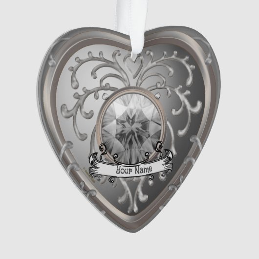 Silvery Faux Jewel Heart aangepaste fee ornament (voorkant)