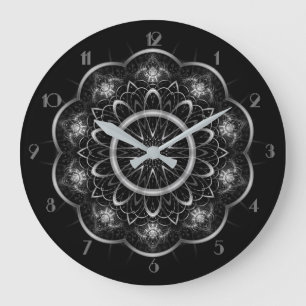 Silvery Filigree Mandala Round Grote Klok