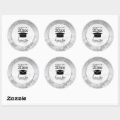 Silvery Glitter/Marble Afstuderen Ronde Sticker (Vel)