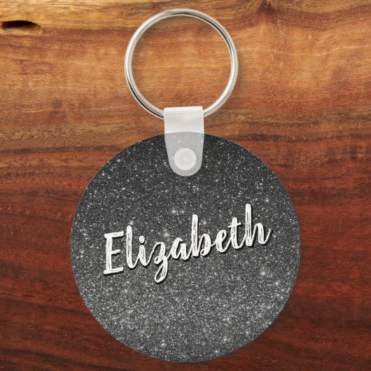 Silvery Gray Personalized Name Sleutelhanger (Achterkant)