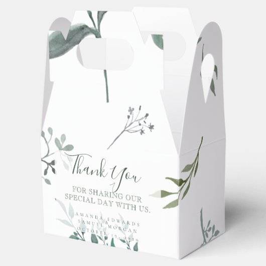 Silvery Green Eucalyptus Wedding Bedankdoosjes (Geopend)