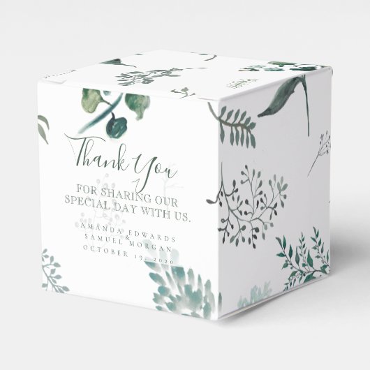 Silvery Green Eucalyptus Wedding Favor Box Bedankdoosjes (Voorkant Zijde)