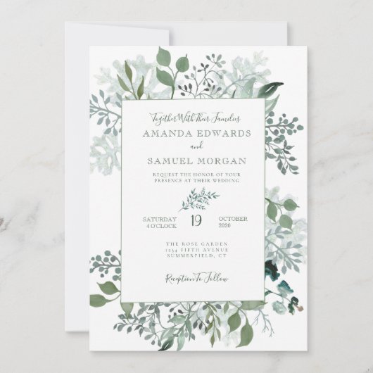 Silvery Green Eucalyptus Wedding Kaart (Voorkant)