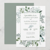 Silvery Green Eucalyptus Wedding Kaart (Voorkant / Achterkant)