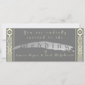 Silvery Grey en Tegel-font Wedding Invitation Kaart (Voorkant)