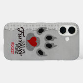 Silvery Grey met Red Heart Dog Paw voor Gezelschap Case-Mate iPhone Case (Achterkant (horizontaal))