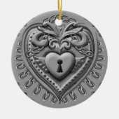 Silvery Heart Lock aangepaste ornamenten (Voorkant)
