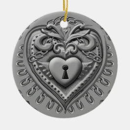 Silvery Heart Lock aangepaste ornamenten