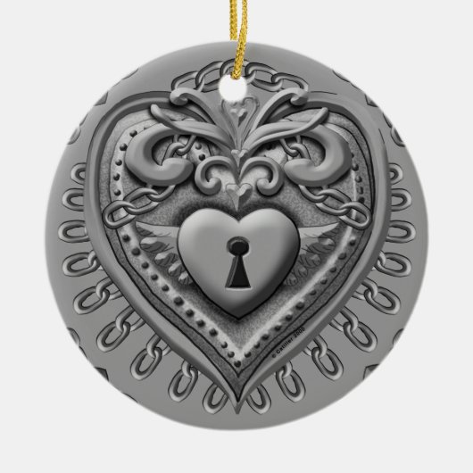 Silvery Heart Lock aangepaste ornamenten (Voorkant)