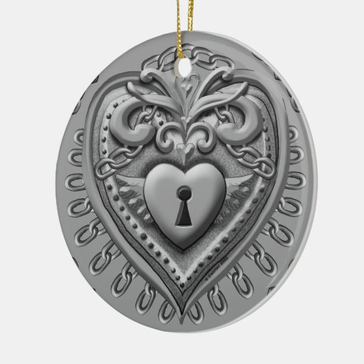 Silvery Heart Lock aangepaste ornamenten (Links)