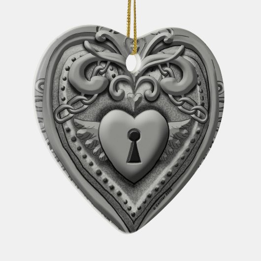 Silvery Heart Lock aangepaste ornamenten (Rechts)