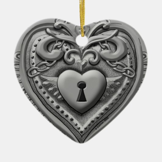 Silvery Heart Lock aangepaste ornamenten (Voorkant)