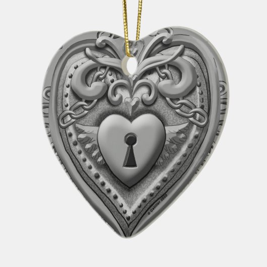 Silvery Heart Lock aangepaste ornamenten (Links)