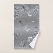 Silvery Holiday Reindeer Snowflakes Bad Handdoek (Handdoek)