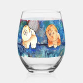 SILVERY MOON Chow dog waterverf Rocks of Wijnglas Zonder Voet (Voorkant)