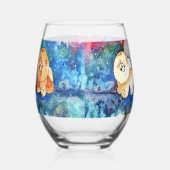 SILVERY MOON Chow dog waterverf Rocks of Wijnglas Zonder Voet (Links)