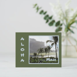 SILVERY MOONLIGHT & PALM TREES/MAUI BRIEFKAART