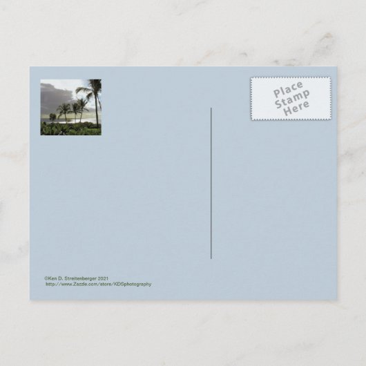 SILVERY MOONLIGHT & PALM TREES/MAUI BRIEFKAART (Achterkant)