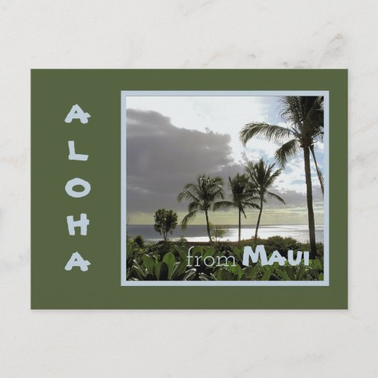 SILVERY MOONLIGHT & PALM TREES/MAUI BRIEFKAART (Voorkant)