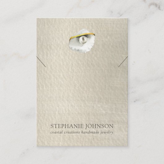 Silvery Pearl Seashell Ketting Display Kaart Visitekaartje (Voorkant)