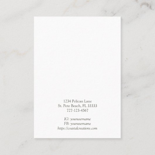 Silvery Pearl Seashell Ketting Display Kaart Visitekaartje (Achterkant)