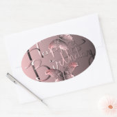 Silvery Pink Butterfly "Happy Birthday!" Cl. Ovale Sticker (Envelop)