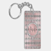 Silvery Pink Glittery Harlequin Monogram Sleutelhanger (Voorkant Links)