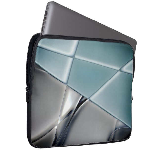 Silvery rechthoek trapezoïden verwisselbare achter laptop sleeve (Voorkant Rechts)