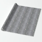 Silvery Reindeer & Santa Snowflakes Wrapppapier Cadeaupapier (Uitgerold)