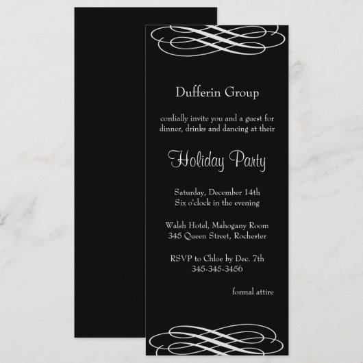 Silvery Ribbons Holiday Party Uitnodiging (Voorkant / Achterkant)