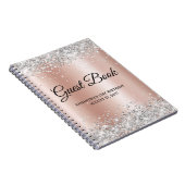 Silvery Roos Gold Shimmer 21st Birthday Guestbook Notitieboek (Rechterzijde)