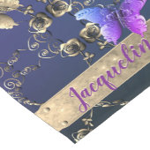 Silvery Roos Hearts & Butterflies w/Name Korte Tafelloper (Hoek)