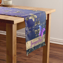 Silvery Roos Hearts & Butterflies w/Name Korte Tafelloper