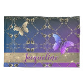 Silvery Rozen Paarse gradiënt w/naam Kussensloop (Achterkant-Links)