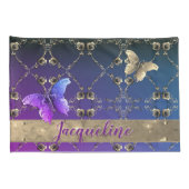 Silvery Rozen Paarse gradiënt w/naam Kussensloop (Achterkant-Rechts)