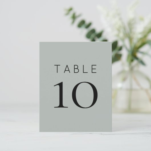 Silvery Sage Green Wedding Table Number (Staand voorkant)