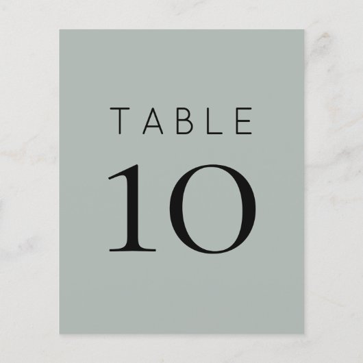 Silvery Sage Green Wedding Table Number (Achterkant)