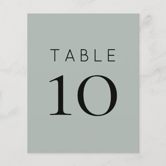 Silvery Sage Green Wedding Table Number (Voorkant)