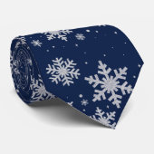 Silvery Snowflakes Blue Winter Weddenschap Stropda Stropdas (Opgerold)