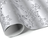 Silvery Snowflakes Cadeaupapier (Rol Hoek)