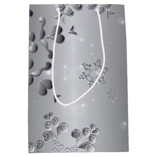 Silvery Snowflakes Medium Cadeauzakje (Voorkant)