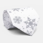 Silvery Snowflakes Winter Wedding Stropdas (Opgerold)