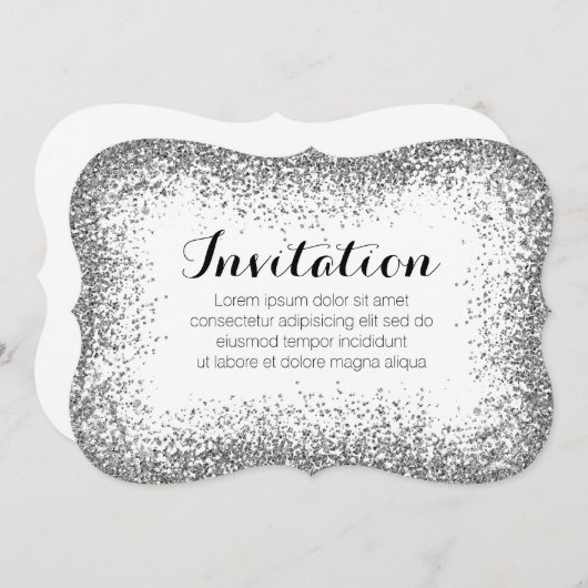 Silvery Sprinkle Illusion Invitation Kaart (Voorkant / Achterkant)