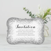 Silvery Sprinkle Illusion Invitation Kaart (Staand voorkant)