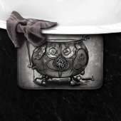 Silvery Steampunk Cauldron met  Magic Sigil Badmat