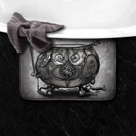Silvery Steampunk Cauldron met  Magic Sigil Badmat
