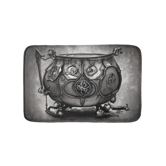 Silvery Steampunk Cauldron met Magic Sigil Badmat (Voorkant)