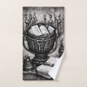 Silvery Steampunk Cauldron Spellbooks and Potions Bad Handdoek (Handdoek)